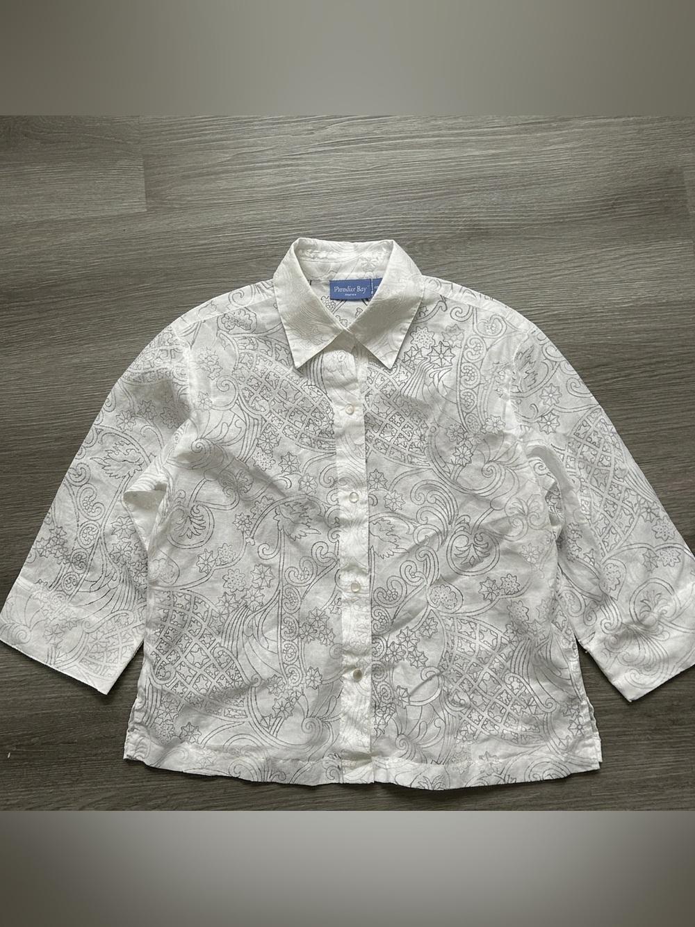 Vintage Paisley Print Top Button Up Blouse Paradise Bay Womens Medium